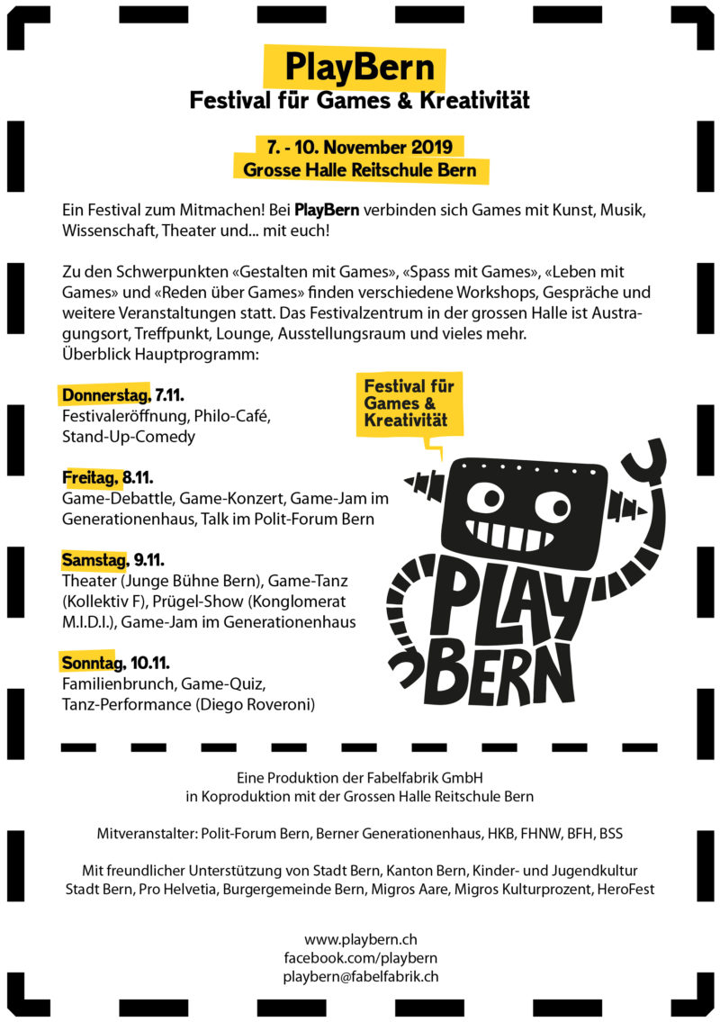 PlayBern – Festival für Games und Kreativität, Flyer Play Bern back